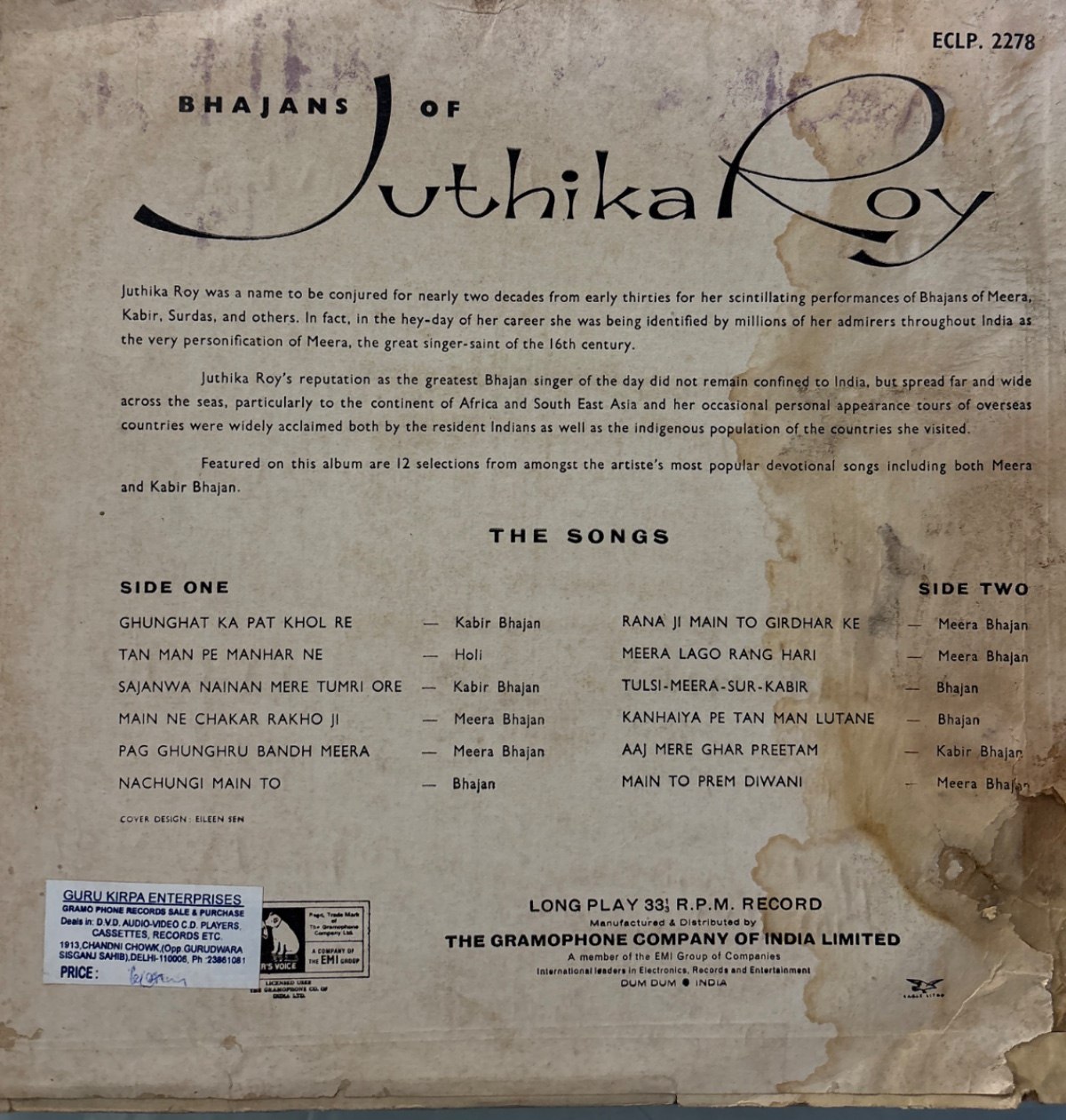 The back of the sleeve