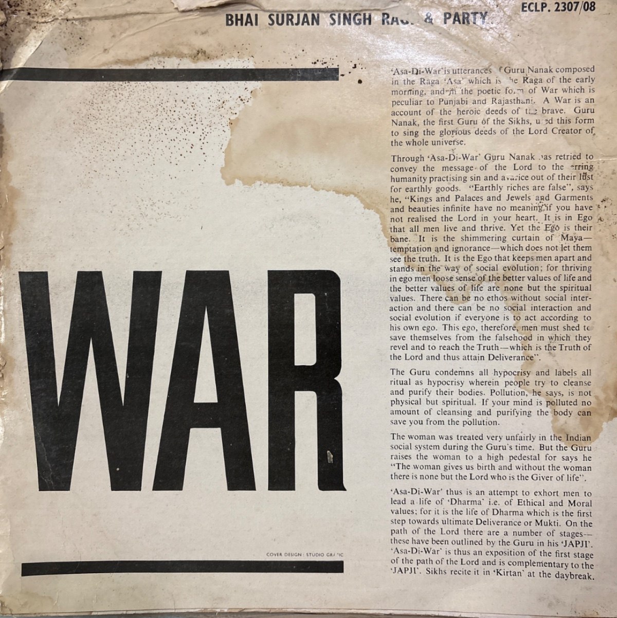 The back of the sleeve